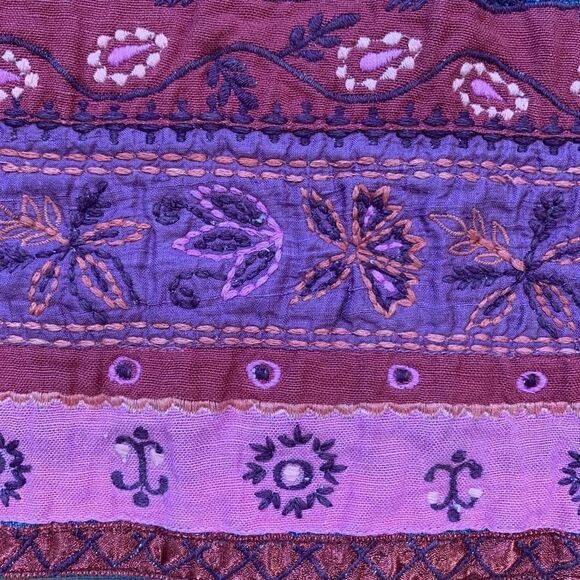 Vintage 90s Denim Jacket Pink Trim Medium Wash Floral Printed Shacket Large - Picture 11 of 15